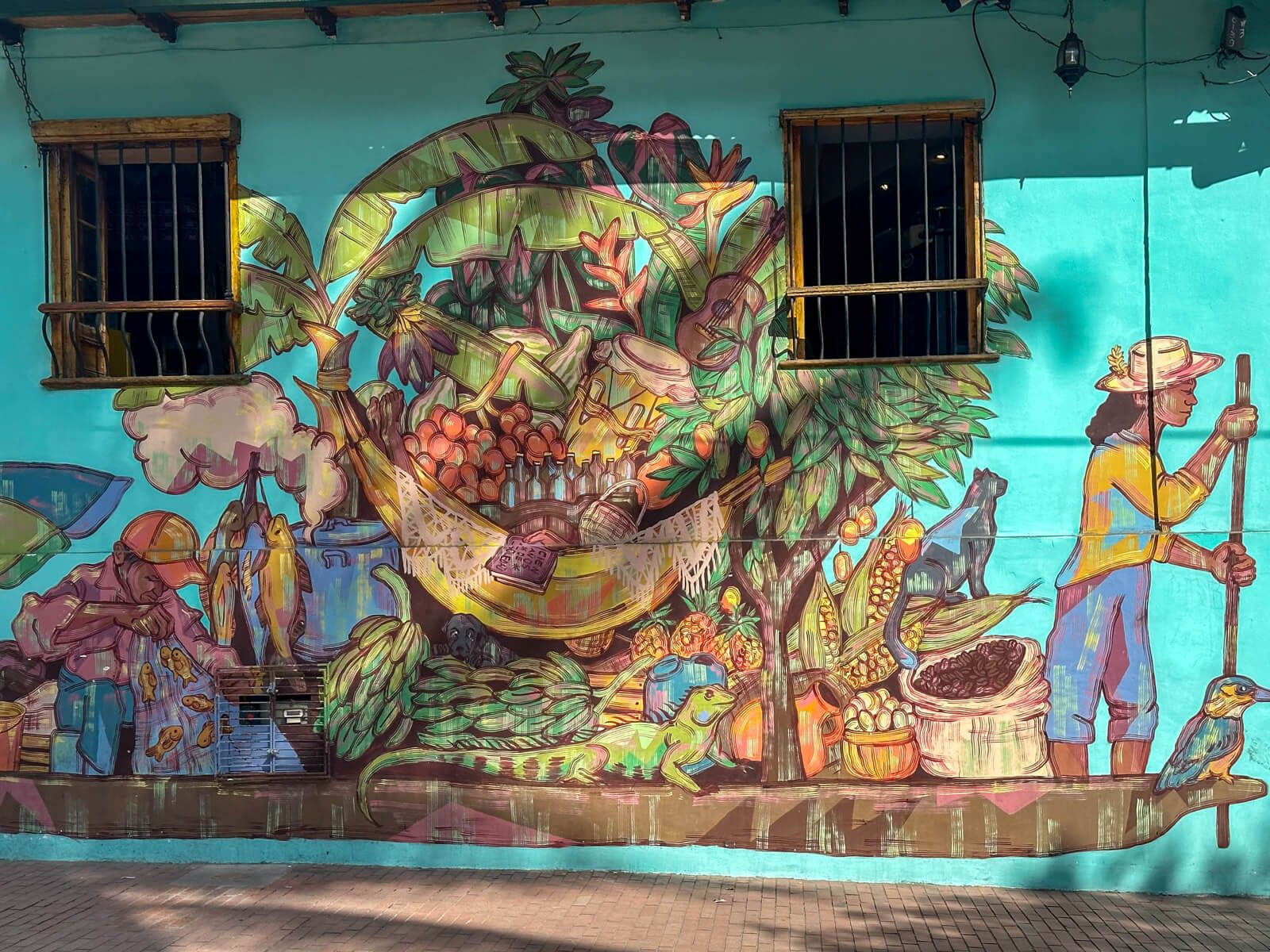 Mural mit Boot mit Früchten