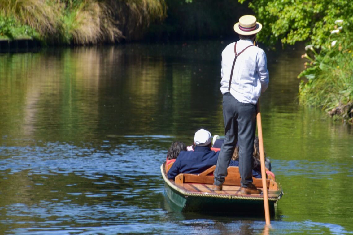 Punting auf dem river Avon