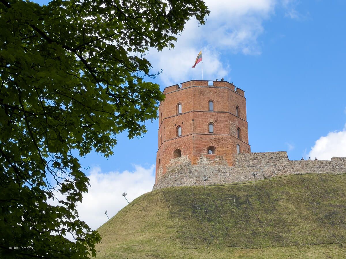 Gedeminas-Turm aus Backstein mit Flagge