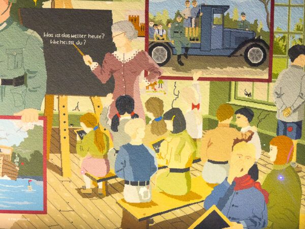 Liberty Tapestry zeigt Schule, In der Deutsch unterrichtet wird