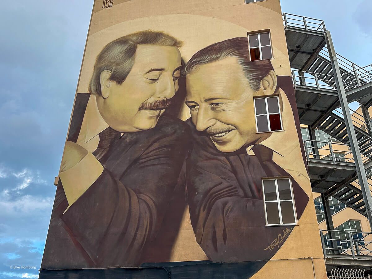 Mural, das die beiden Mafia-Jäger zeigt